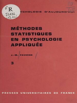 cover image of Méthodes statistiques en psychologie appliquée (3)